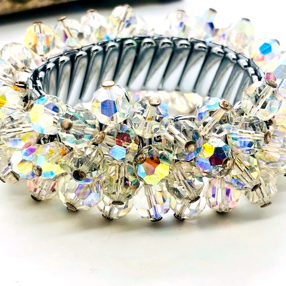 Vintage Deco Aurora Borealis Crystal Bead Jewelry - Picture 5 of 10